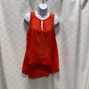 Forever 21 Bright Orange coral shear Tank Top chevron‎ high low